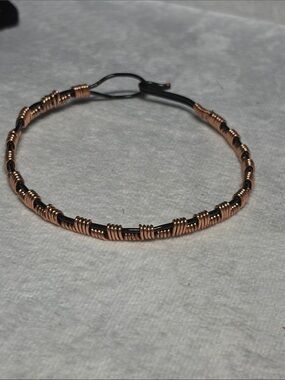 Handmade Copper Wrapped Black Wire Bracelet